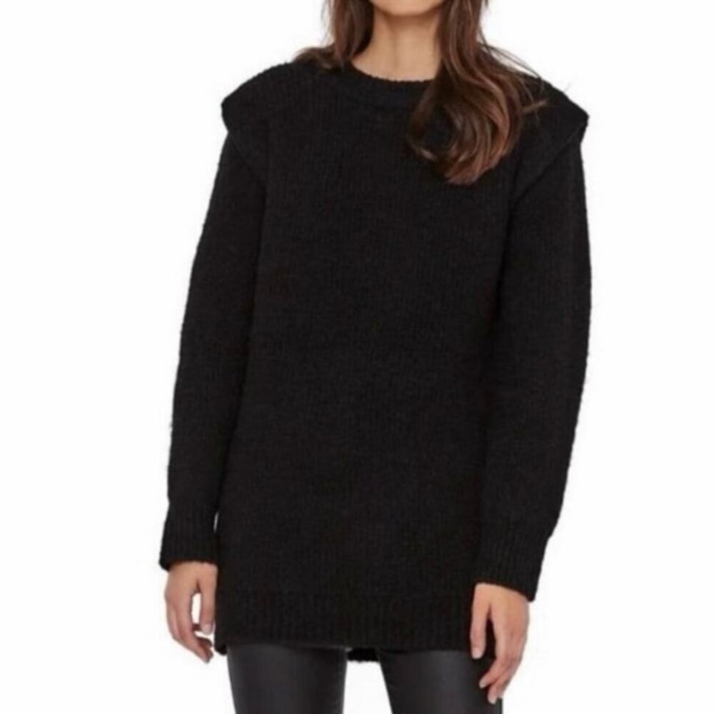 Vero Moda Chunky Knit Sweater Black Crew Neck Oversized Size Medium